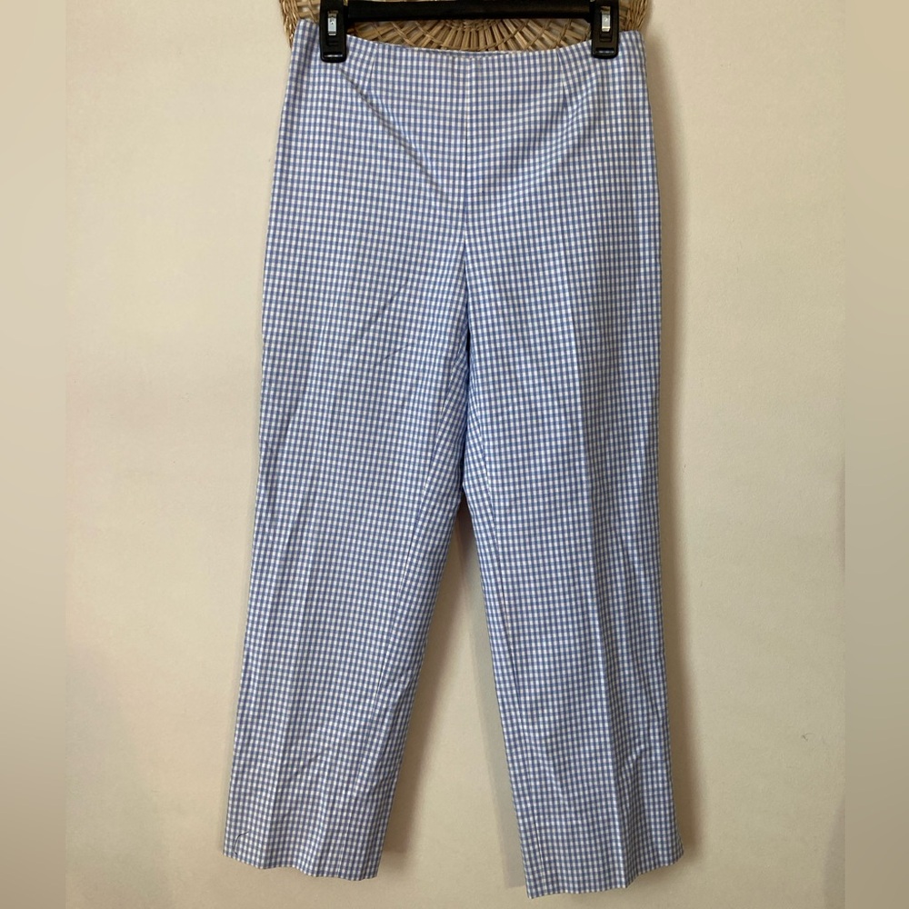 Brooks Brothers Golden Fleece Supima Cotton Blue White Gingham Flat Front Chinos